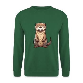 Otter buntes Aquarell Karikatur Kawaii Tier - Unisex Pullover - Grün - Vorne