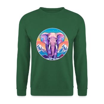 Elefant Aquarell Karikatur Kawaii Haustier Tier Colo - Unisex Pullover - Grün - Vorne