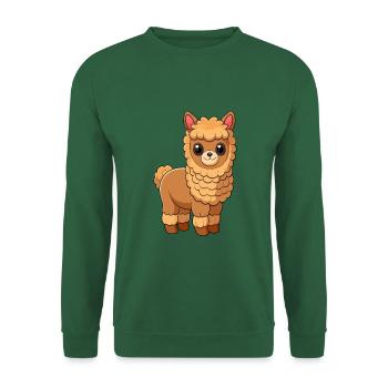 Alpaka Niedliche Maskottchen Zeichentrickfigur Kawaii - Unisex Pullover - Grün - Vorne