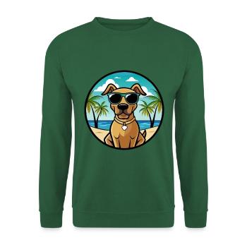 Black Mouth Cur Dog Breed Cartoon Sunglasses Beach - Unisex Sweatshirt - green - Front