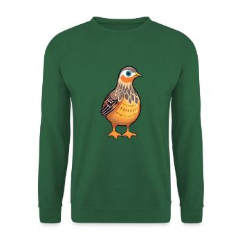 Rebhuhn-Karikatur-Kawaii-Aquarellillustration - Unisex Pullover - Grün - Vorne