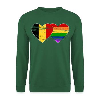 Belgien Regenbogen Flagge used - Unisex Pullover - Grün - Vorne