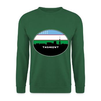 Taschkent Usbekistan Flagge Skyline Silhouette Reisen - Unisex Pullover - Grün - Vorne