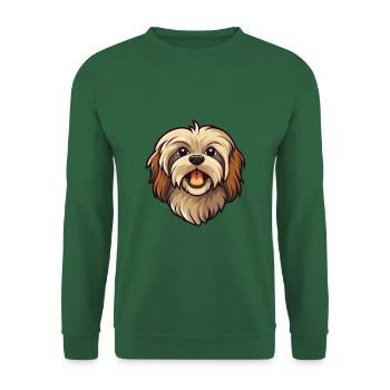Lowchen Kleiner Löwe Hunderasse Cartoon Kawaii Illus - Unisex Pullover - Grün - Vorne