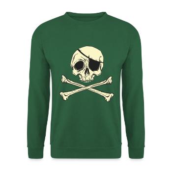 Piratenflagge Piratenschädel Augenklappe - Unisex Pullover - Grün - Vorne