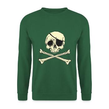 Piratenflagge Piratenschädel Augenklappe - Unisex Pullover - Grün - Vorne