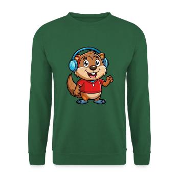 Und täglich grüßt das Murmeltier Lustige Zeichentrickfigur Kopfhörermusik - Unisex Pullover - Grün - Vorne