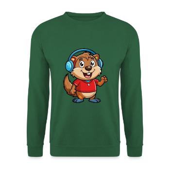 Und täglich grüßt das Murmeltier Lustige Zeichentrickfigur Kopfhörermusik - Unisex Pullover - Grün - Vorne