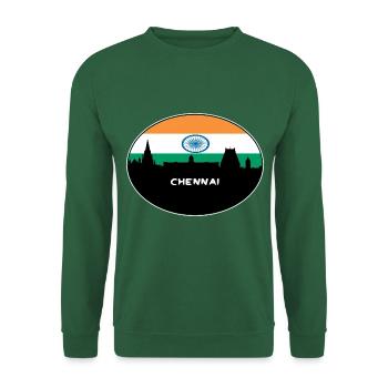 Chennai Indien Flagge Skyline Silhouette Reisen - Unisex Pullover - Grün - Vorne