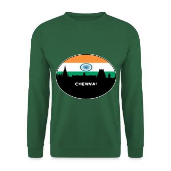 Chennai Indien Flagge Skyline Silhouette Reisen - Unisex Pullover - Grün - Vorne