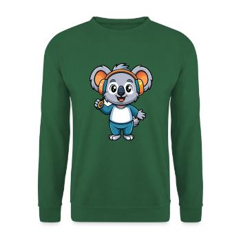 Koala Lustige Cartoon Figur Kopfhörer Musik - Unisex Pullover - Grün - Vorne