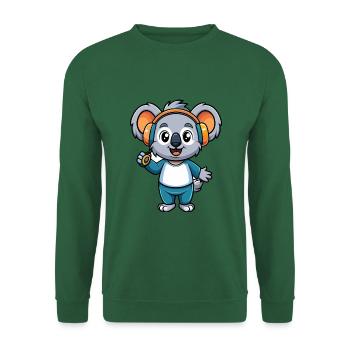 Koala Lustige Cartoon Figur Kopfhörer Musik - Unisex Pullover - Grün - Vorne
