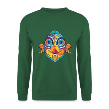 Flunder Fisch Buntes Aquarell Tier Cartoon - Unisex Pullover - Grün - Vorne