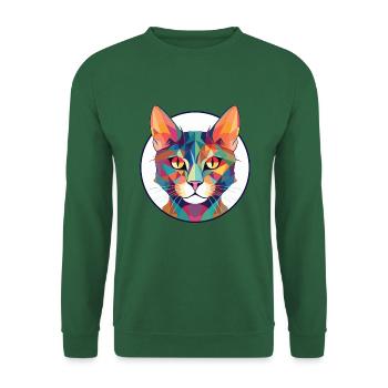 Pixie Bob Katze bunte Aquarell Haustier Illustration - Unisex Pullover - Grün - Vorne