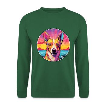 Portugiesischer Podengo Pequeno Hunderasse Bunter Wagen - Unisex Pullover - Grün - Vorne