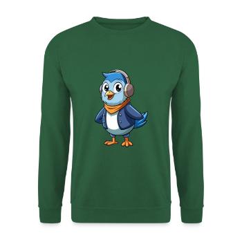 Taube Lustige Zeichentrickfigur Kopfhörer Musik - Unisex Pullover - Grün - Vorne