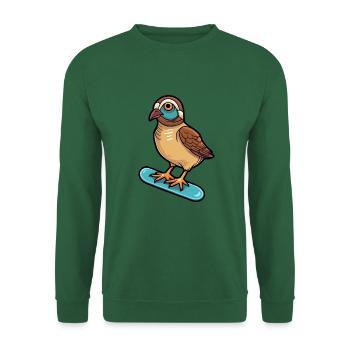 Lustiges Rebhuhn Kawaii Cartoon spielt Skateboard - Unisex Pullover - Grün - Vorne