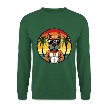 Deutscher Boxer Hund Rasse Cartoon Sonnenbrille Strand - Unisex Pullover - Grün - Vorne