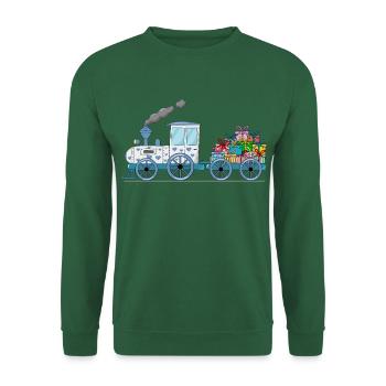 Kinderzug Eisenbahn mit Anhänger weiß - Unisex Pullover - Grün - Vorne