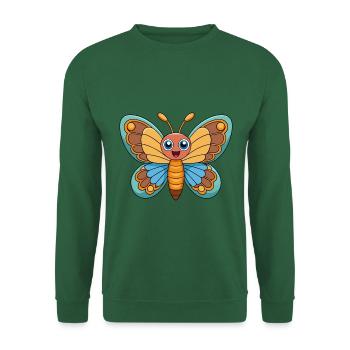 Butterfly Cute Mascot Cartoon Character Kawaii - Unisex Sweatshirt - green - Front