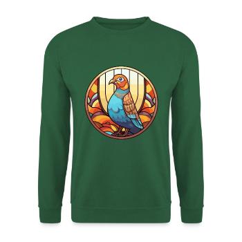 Rebhuhn Buntes Glas Bunte Karikatur Kawaii An - Unisex Pullover - Grün - Vorne