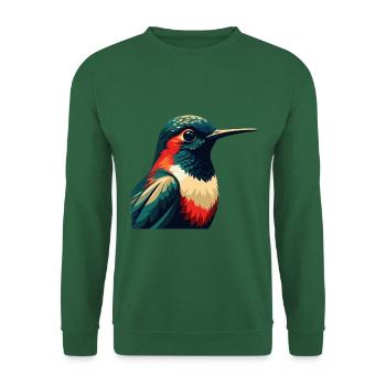 Kolibri Zeichentrickfigur Buntes Haustier Tier - Unisex Pullover - Grün - Vorne