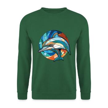 Delfin buntes Aquarell Tier Illustration - Unisex Pullover - Grün - Vorne