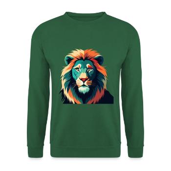 Löwe Zeichentrickfigur Buntes Haustier Tier - Unisex Pullover - Grün - Vorne