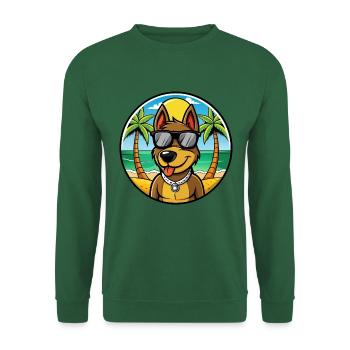 Deutscher Jagdterrier Hunderasse Cartoon Beach - Unisex Pullover - Grün - Vorne
