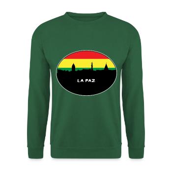 La Paz Bolivien-Flaggen-Skyline-Schattenbild-Reise - Unisex Pullover - Grün - Vorne