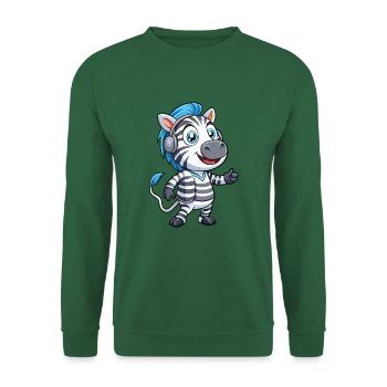 Zebra Lustige Zeichentrickfigur Kopfhörer Musik - Unisex Pullover - Grün - Vorne