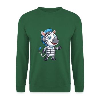 Zebra Lustige Zeichentrickfigur Kopfhörer Musik - Unisex Pullover - Grün - Vorne
