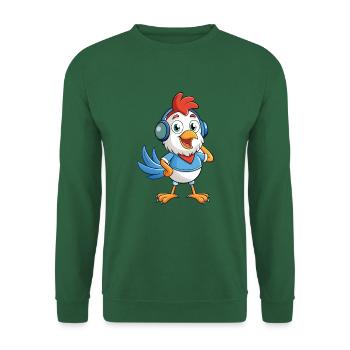 Huhn Lustige Cartoon Figur Kopfhörer Musik - Unisex Pullover - Grün - Vorne