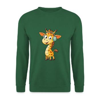 Giraffe Lustige Zeichentrickfigur Kopfhörer Musik - Unisex Pullover - Grün - Vorne