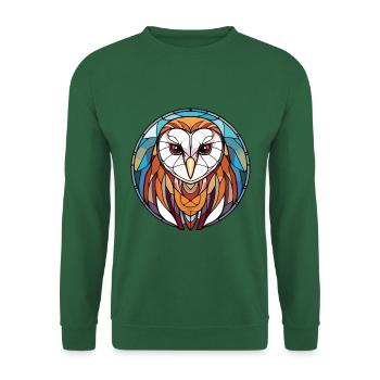 Schleiereule Bunte Aquarell-Tierillustration - Unisex Pullover - Grün - Vorne