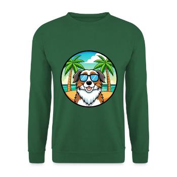 Landseer Dog Breed Cartoon Sunglasses Beach - Unisex Sweatshirt - green - Front