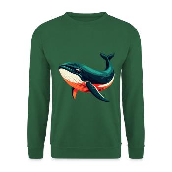 Whale Cartoon Character Colorful Pet Animal - Unisex Sweatshirt - green - Front
