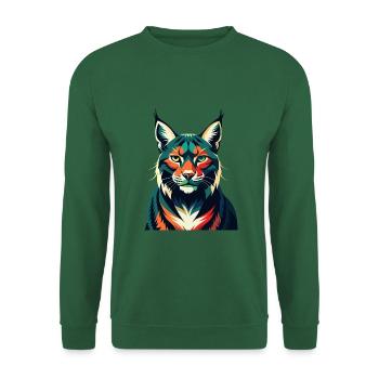 Luchs Zeichentrickfigur Buntes Haustier Tier - Unisex Pullover - Grün - Vorne