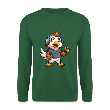 Adler Lustige Zeichentrickfigur Kopfhörer Musik - Unisex Pullover - Grün - Vorne