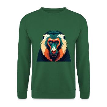 Pavian Zeichentrickfigur Buntes Haustier Tier - Unisex Pullover - Grün - Vorne