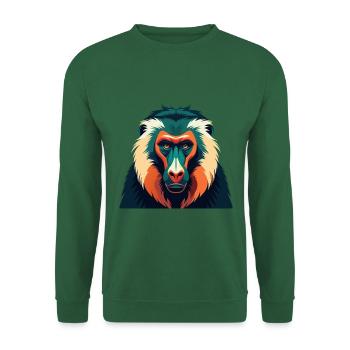 Pavian Zeichentrickfigur Buntes Haustier Tier - Unisex Pullover - Grün - Vorne