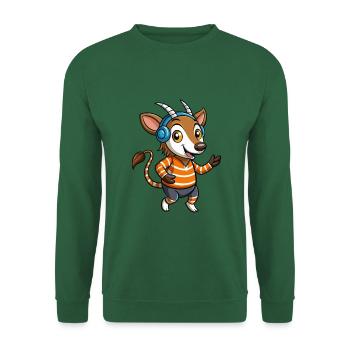 Okapi Funny Cartoon Character Musique de casque - Sweat-shirt Unisexe - vert foncé - Devant