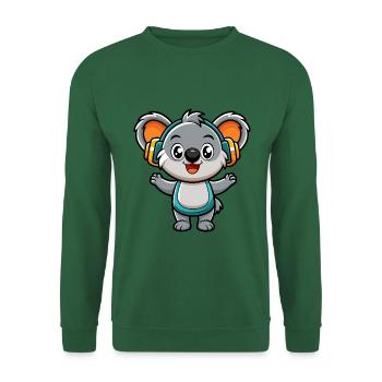 Koala Lustige Zeichentrickfigur Kopfhörer Musik - Unisex Pullover - Grün - Vorne