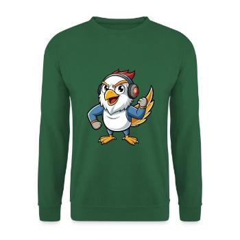 Falke Lustige Zeichentrickfigur Kopfhörer Musik - Unisex Pullover - Grün - Vorne