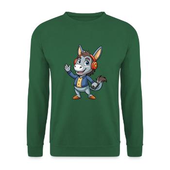 Esel Lustige Cartoon Figur Kopfhörer Musik - Unisex Pullover - Grün - Vorne