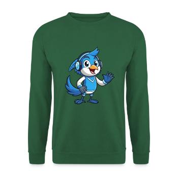 Blue Jay Lustige Cartoon Figur Kopfhörer Musik - Unisex Pullover - Grün - Vorne