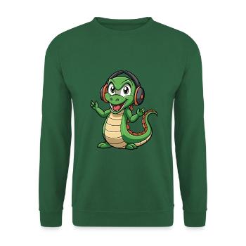 Anaconda Funny Cartoon Character Headphone Music - Unisex Sweatshirt - green - Front