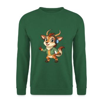 Antelope Funny Cartoon Character Headphone Music - Unisex Sweatshirt - green - Front