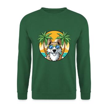 Stichelhaar Hunderasse Cartoon Sonnenbrille Strand - Unisex Pullover - Grün - Vorne
