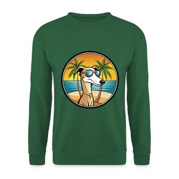 Old Croatian Sighthound Dog Breed Cartoon Beach - Unisex Sweatshirt - green - Front
